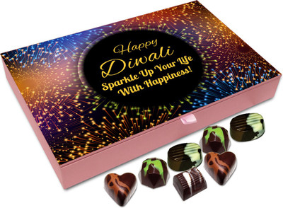 

Chocholik Diwali Gift - ON This Diwali Sparkle Your Life With Happiness Chocolate Box - 12pc Truffles(144 g)
