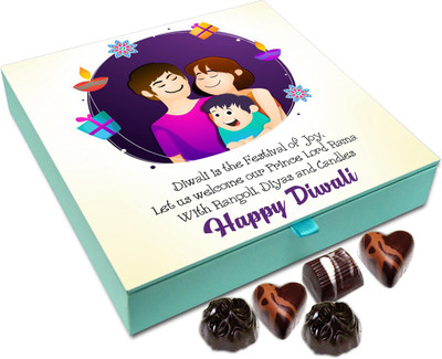 

Chocholik Diwali Gift - Happy Cheerful Diwali To You And Your Family Chocolate Box - 9pc Truffles(108 g)