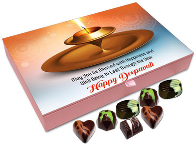 

Chocholik Diwali Gift - May You Be Blessed With Health And Happiness On This Diwali Chocolate Box - 12pc Truffles(144 g)