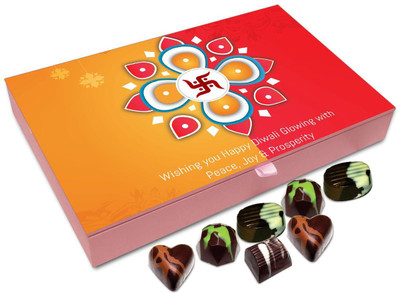

Chocholik Diwali Gift - Wishing You Diwali Full Of Peace Joy And Prosperity Chocolate Box - 12pc Truffles(144 g)