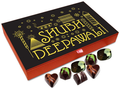 

Chocholik Diwali Gift - Shubh Deepawali To Everyone Chocolate Box - 12pc Truffles(144 g)