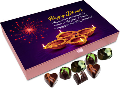 

Chocholik Diwali Gift - Happiness Is Around The Corner With Diwali Chocolate Box - 12pc Truffles(144 g)