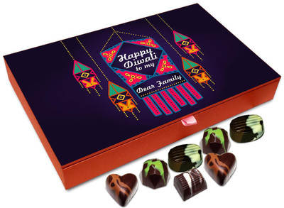 

Chocholik Diwali Gift - Happy Diwali To All My Dear Family Chocolate Box - 12pc Truffles(144 g)
