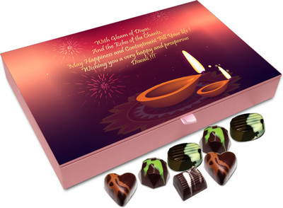 

Chocholik Diwali Gift - Wishing A Very Happy And Beautiful Diwali Chocolate Box - 12pc Truffles(144 g)