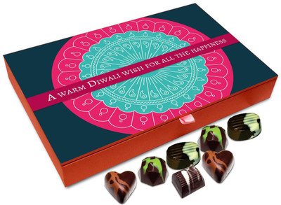 Chocholik Diwali Gift - A Warm Diwali Wishes Chocolate Box - 12pc Truffles(144 g)