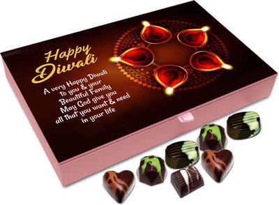 

Chocholik Diwali Gift - A Very Happy Diwali To You And Your Beautiful Family Chocolate Box - 12pc Truffles(144 g)
