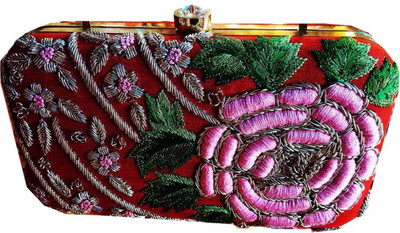 

The Indian Handicraft Store Party Red Clutch