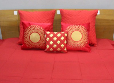 Dekor World Solid Cushions & Pillows Cover(Pack of 5, 40 cm*40 cm, Red)