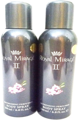 Royal Mirage II Body Spray - For Men & Women(400 ml, Pack of 2) Flipkart