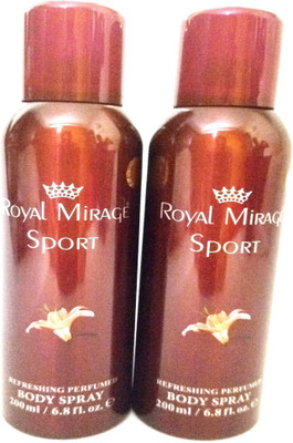 Royal Mirage Sport Body Spray - For Men & Women(400 ml, Pack of 2) Flipkart