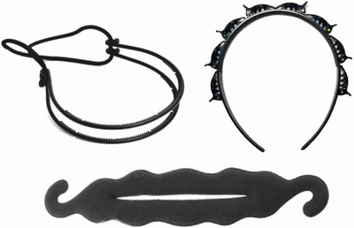 

NAWAB Twist Styling Plait Braider Headband , Bun Maker & Messy Bun Headband Hair Styling Tool (set of 3) Hair Accessory Set(Black)