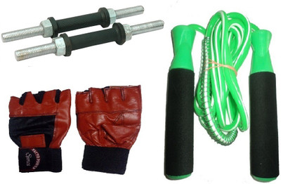 

Facto Power NICKLE DUMBELL RODS, LEATHER MATERIAL, RED COLOR, GYM GLOVES AND BEARING GREEN COLOR SKIPPING ROPE Gym & Fitness Kit