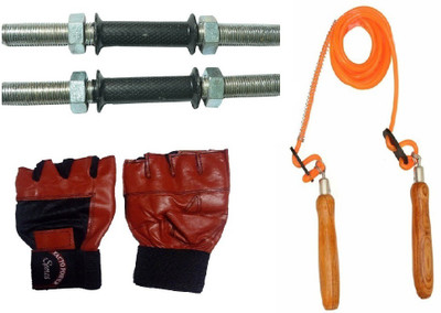 

Facto Power ZINC DUMBELL RODS, LEATHER MATERIAL, RED COLOR, GYM GLOVES AND WOODEN HANDLE ORANGE COLOR SKIPPING ROPE Gym & Fitness Kit