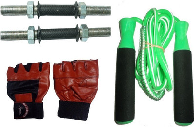 

FACTO POWER ZINC DUMBELL RODS, LEATHER MATERIAL, RED COLOR, GYM GLOVES AND BEARING RED COLOR SKIPPING ROPE Gym & Fitness Kit