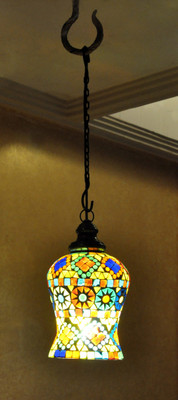 62% OFF on Lal Haveli Home Decoration Pendant Ceiling Light Night Lamp Multicolor Glass Hanging Lantern(17.78 cm X 12.8 cm, Pack of 1)