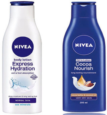 

Nivea COCOA NOURISH BODY LOTION 200ML + EXPRESS HYDRATION BODY LOTION 200ML(200 ml)