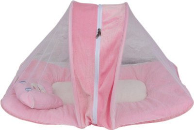 Amardeep Polyester Infants Toddler Mattress With Mosquito Net Pink Teddy Print 70*40 cms … Mosquito Net(Pink)