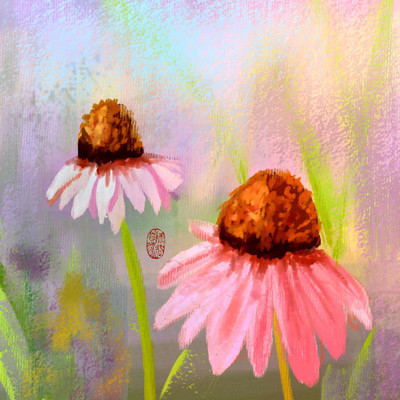 

cone flowers painting print Photographic Paper(12 inch X 12 inch, Rolled)