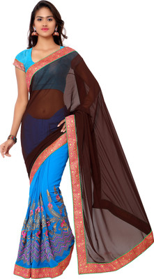 Gunjan Creations Embroidered Fashion Georgette Saree(Beige), Gunjancreation