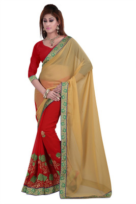 

Gunjan Creations Embroidered Fashion Pure Georgette Saree(Mustard), Masted