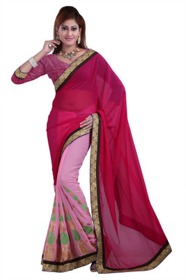 

Gunjan Creations Embroidered Fashion Pure Chiffon Saree(Pink)