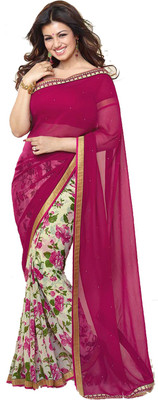 

Radhika Sari Self Design Fashion Chiffon Saree(Pink)