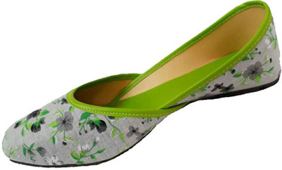 

NEXA Royal Collections Women's designer lucky bellies/Flats/Flower Print/Traditional Bellies For Women(Green