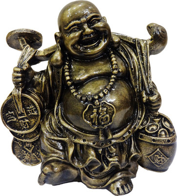 

FABZONE Antique Finish Lord Laughing Buddha Statue God Good Luck Charm Sculputer Handicraft Idol Diwali Decorative Spiritual Puja Vastu Showpiece Figurine - Religious Pooja Gift Item & Murti for Mandir / Temple / Home / Office Decorative Showpiece - 23 cm