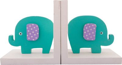 

eCraftIndia Colorful Baby Elephant Design Wooden Bookend Decorative Showpiece - 15 cm(Wooden, Multicolor)