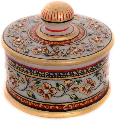 

eCraftIndia Floral Multipurpose Marble Utility Box for Dryfruits Decorative Showpiece - 7.5 cm(Marble, Multicolor)