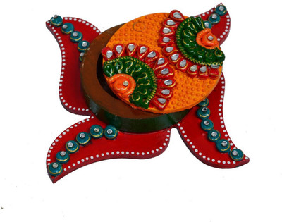 

eCraftIndia Papier Mache Swastik Roli Tikka Holder Decorative Showpiece - 3.75 cm(Paper Mache, Multicolor)