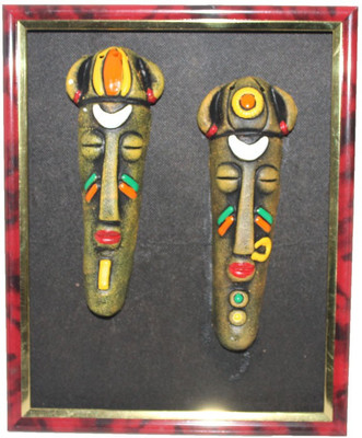 

Sarvsiddhi Wall Hanging Frame With Terracotta Tribal King Queen Couple Mask Decorative Showpiece - 26 cm(Wooden, Terracotta, Multicolor)