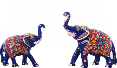 

eCraftIndia Set of 2 Coloful Meenakari Metal Elephant Figurine Decorative Showpiece - 11.25 cm(Aluminium, Multicolor)