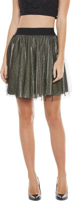 Camey Solid Women A-line Gold Skirt