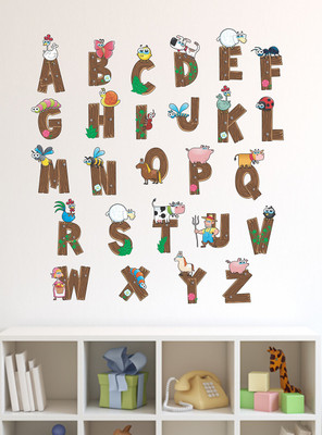 HAPPYSTICKY 110 cm Alphabets Removable Sticker(Pack of 1)