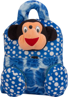 

star fashion TEDDY Face kids Plush Bag For Kids Girls Boys Soft Toys Bag Backpack Birthday Gift Picnic Bag 14 Inches -Blue Size (L X B X H ) ( 25 x 7 x 36 cms ) 5 Litre - 14 inch(Blue)