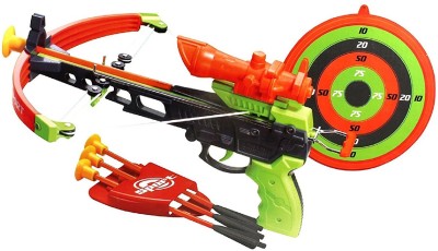 

Tiny's World Real Shooting Crossbow Action Toy Set for Kids with Laser Target and 4 Suction Dart Arrows(Multicolor)
