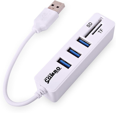 

ReTrack 3 PORT 2.0 USB HUB + MULTIPLE Combo Card Reader(White)