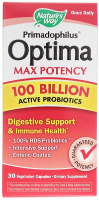 

Nature's Way Primadophilus Optima Max Potency 100 Billion Active Probiotics - 30 Nos(30 No)