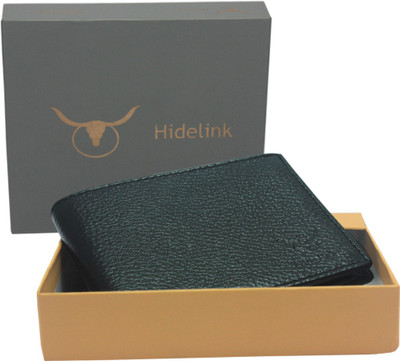 

Hidelink Men Black Genuine Leather Wallet(5 Card Slots)