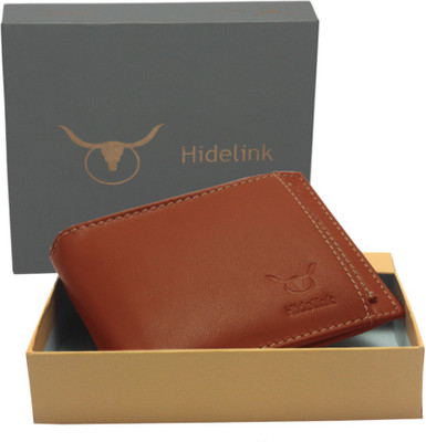 

Hidelink Men Brown Genuine Leather Wallet(6 Card Slots)