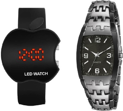 COSMIC silver grey two tone collection men watch with black apple LED PARTY WEAR COMBO OF TWO Analog-Digital Watch  - For Boys   Watches  (COSMIC)