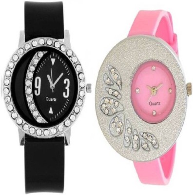Gopal Retail Diamond Studded Black_Pink Girl Gift fancy Watch Watch  - For Girls   Watches  (Gopal Retail)