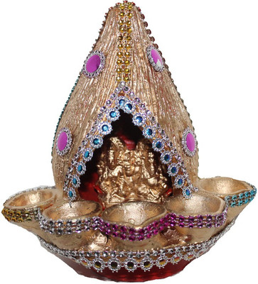 

Sarvsiddhi Terracotta Umbrella Shape Hut With Lakshmi Ganesh Idol And 5 Diya For Diwali Pooja Terracotta Table Diya(Height: 23 inch)