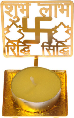 

Om Gold Shubh Labh Gold Plated (Pack of 2) Table Diya(Height: 4 inch)