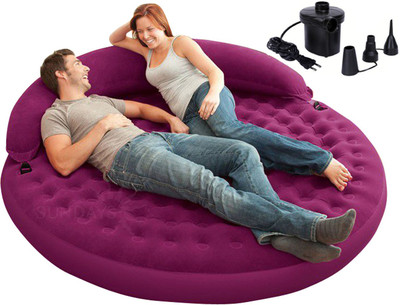 

Intex Inflatable Daybed Lounge with electric air pump PVC 2 Seater Inflatable Sofa(Color - Purple)