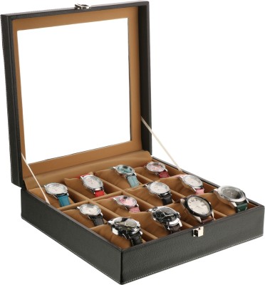 Ayesha Leather Works Faux Leather Watch Box(Brown, Holds 12 Watches)   Watches  (Ayesha Leather Works)