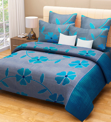 

Home Candy 144 TC Cotton Double Floral Bedsheet(Pack of 1, Blue)