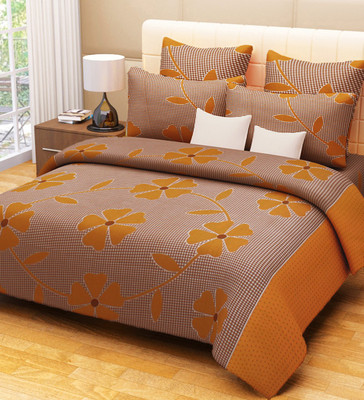 71% OFF on Home Candy 144 TC Cotton Double Floral Bedsheet(1 Double Bedsheet, 2 Pillow Covers, Brown)
