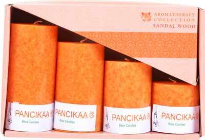 

Pancikaa Wax Sandal Scented Pillar Candle (20 cm x 5 cm x 11 cm, Orange, Pack of 4) Candle(Orange, Pack of 4)